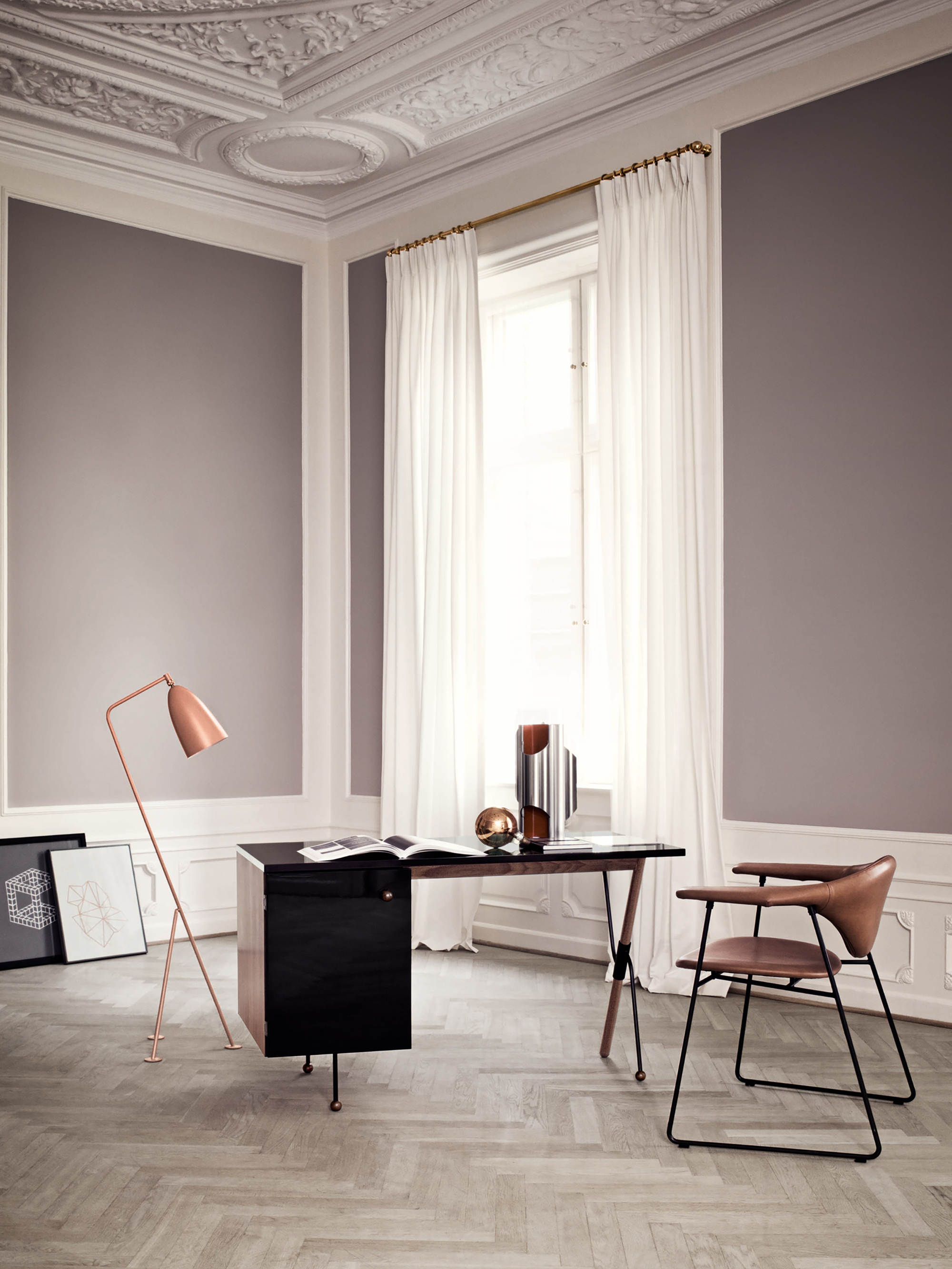 16795 B88ca3e171 Grossman Desk Walnut Black Masculo Chair Cognac Leather Grashoppa Floor Lamp Vintage Red Portrait
