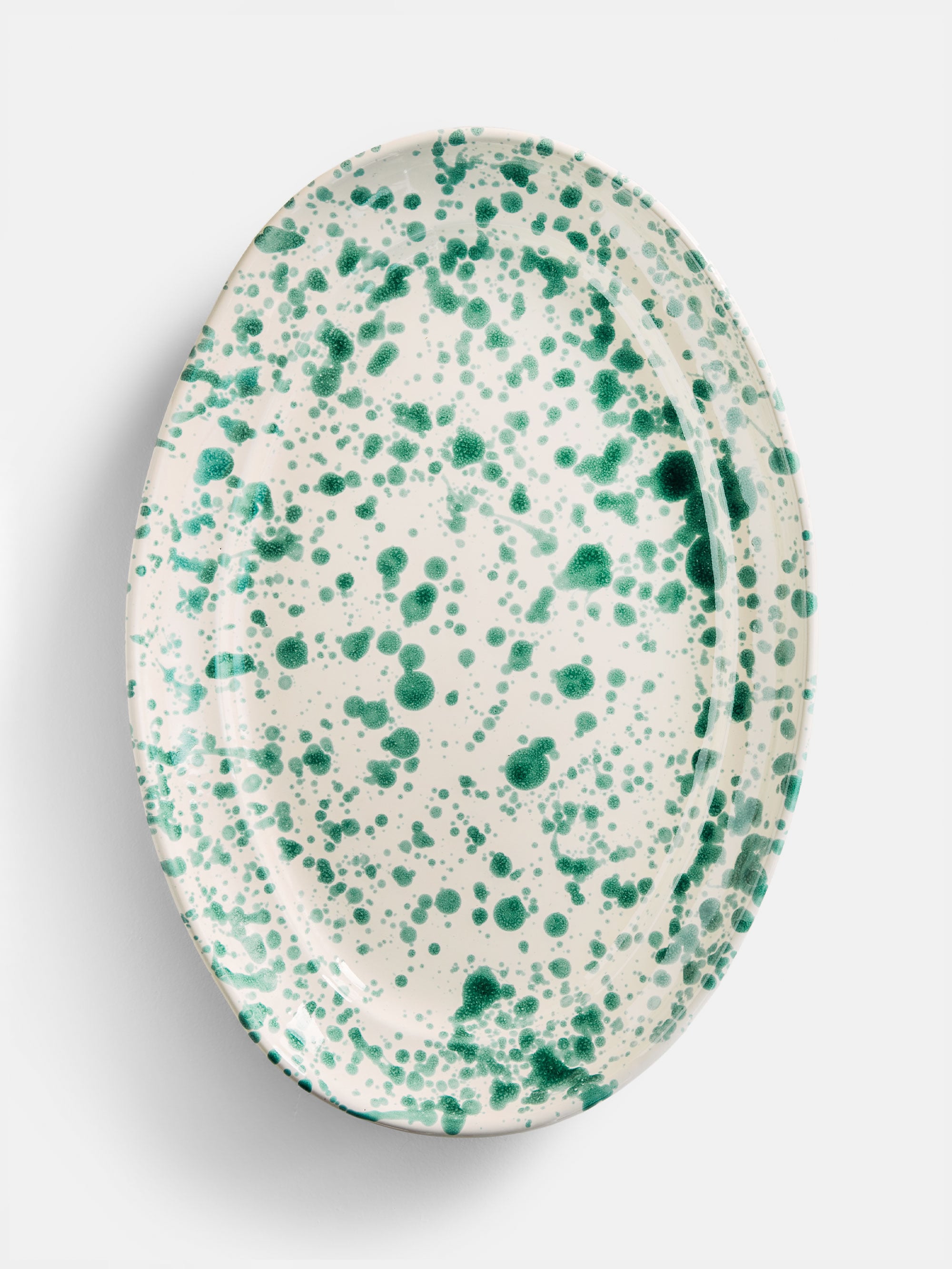 30079 Fd4f02f50d Spruzzi Vivente Big Oval Plate Green On Creme Portrait