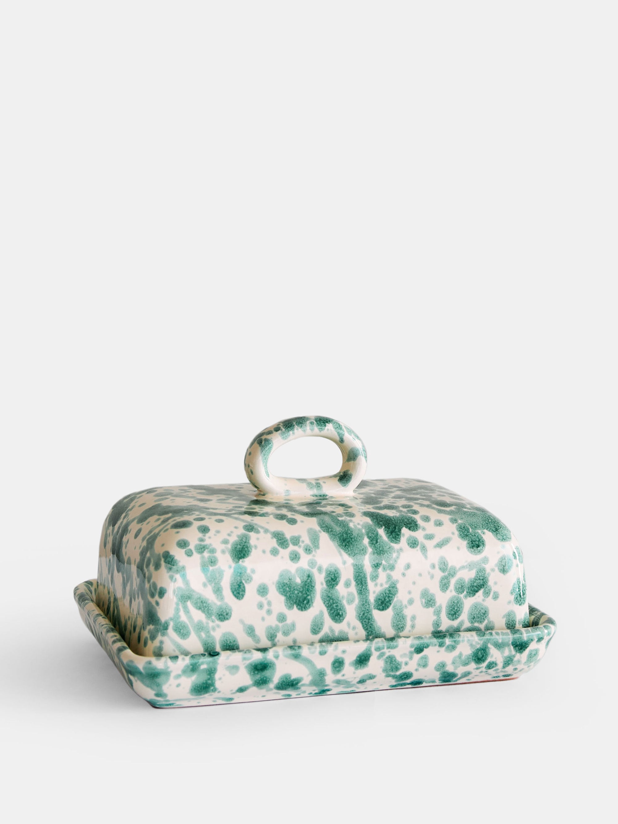 53131 031e0abc25 Spruzzi Vivente Butter Dish Green On Creme Portrait