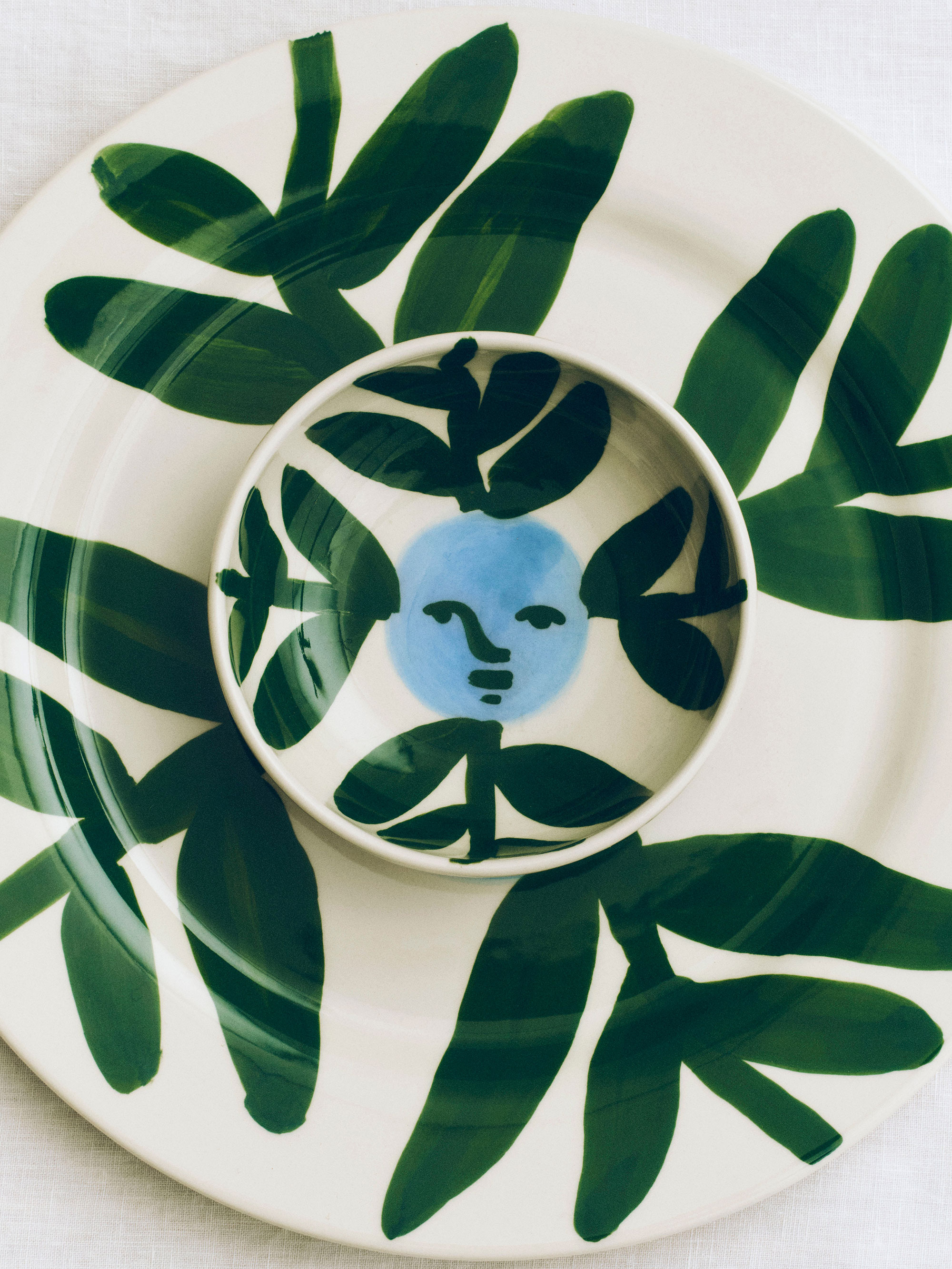 58602 F21fef7cd9 La Pittura Bowl Moon Face Vine La Pittura Plate Moon Face Vine Portrait